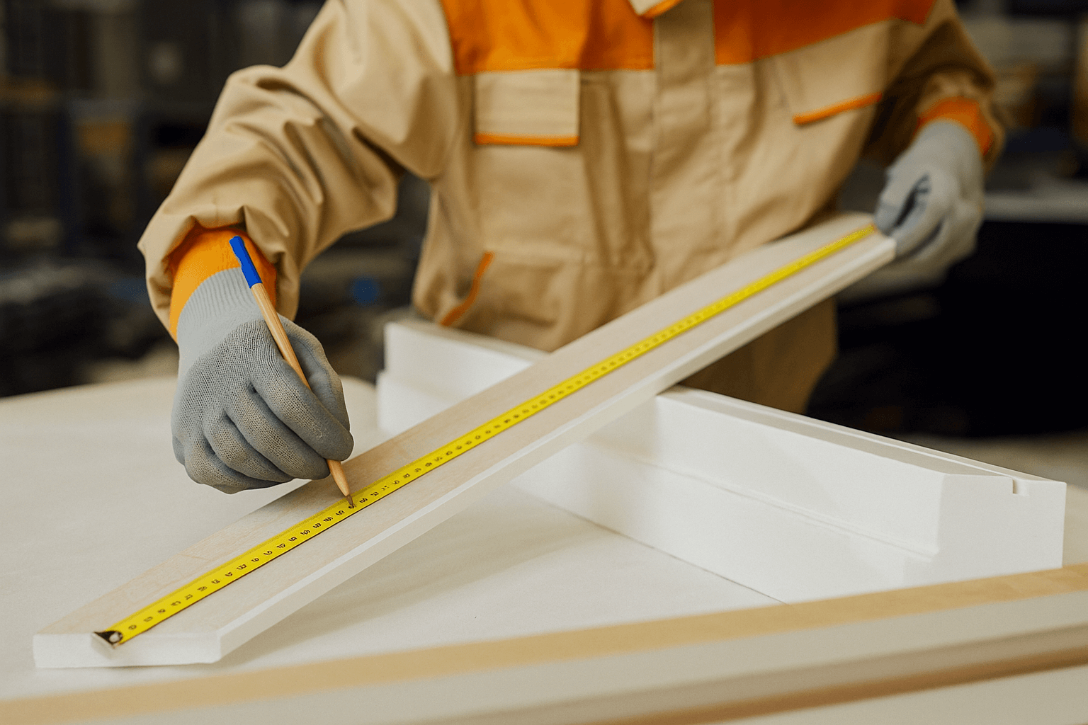 Panel saw and stacked boards on the AOG Interiors workshop floor